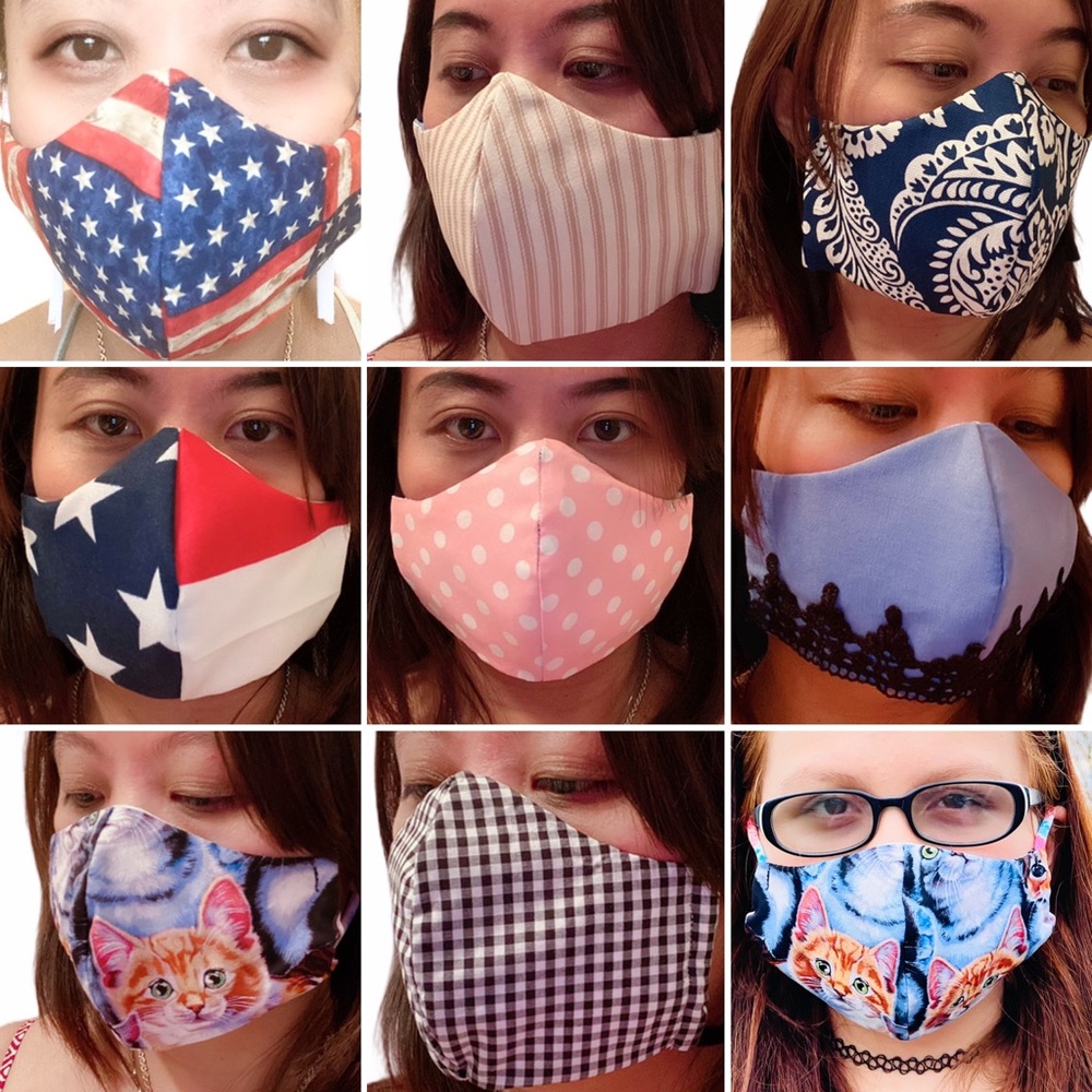 100% Cotton 3 Layers Polka Dot Pink Facemask - Picture 7 of 8